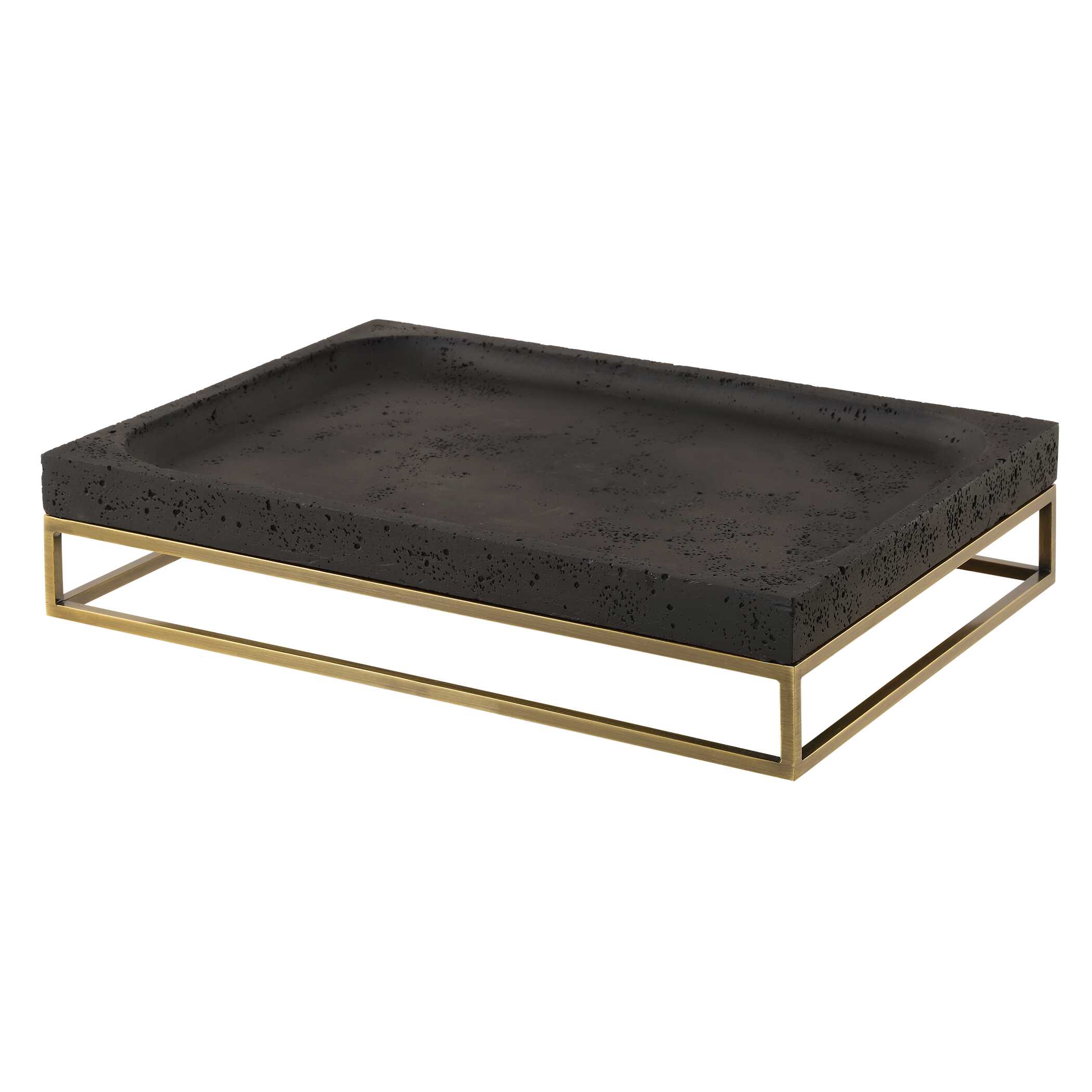 Shadowstone Cast Black Tray, Decorative by Uttermost, 18" width x 3.5" height x 13" depth View 4