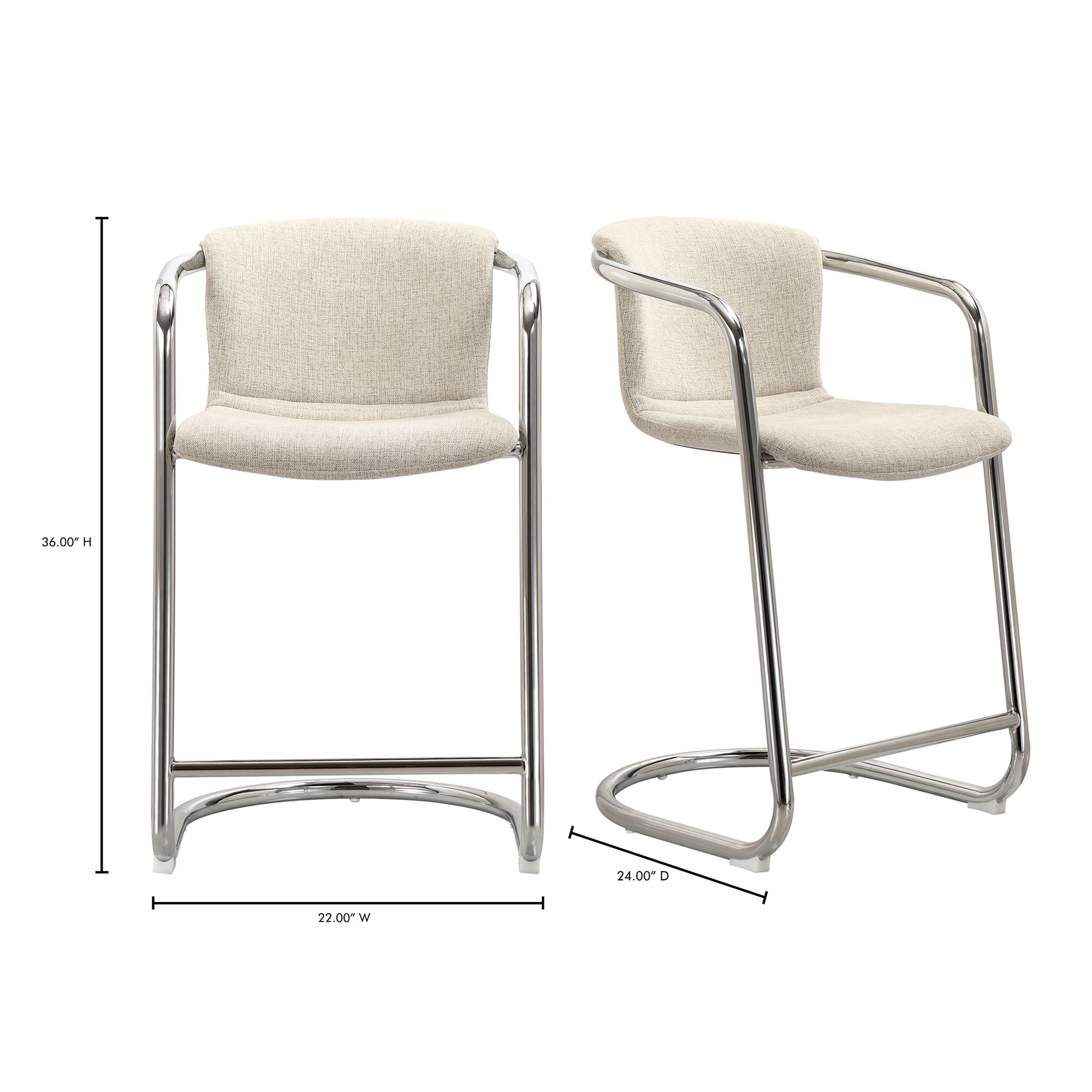 Freeman Chrome Frame Counter Stool Blended Cream - Set Of Two large image 