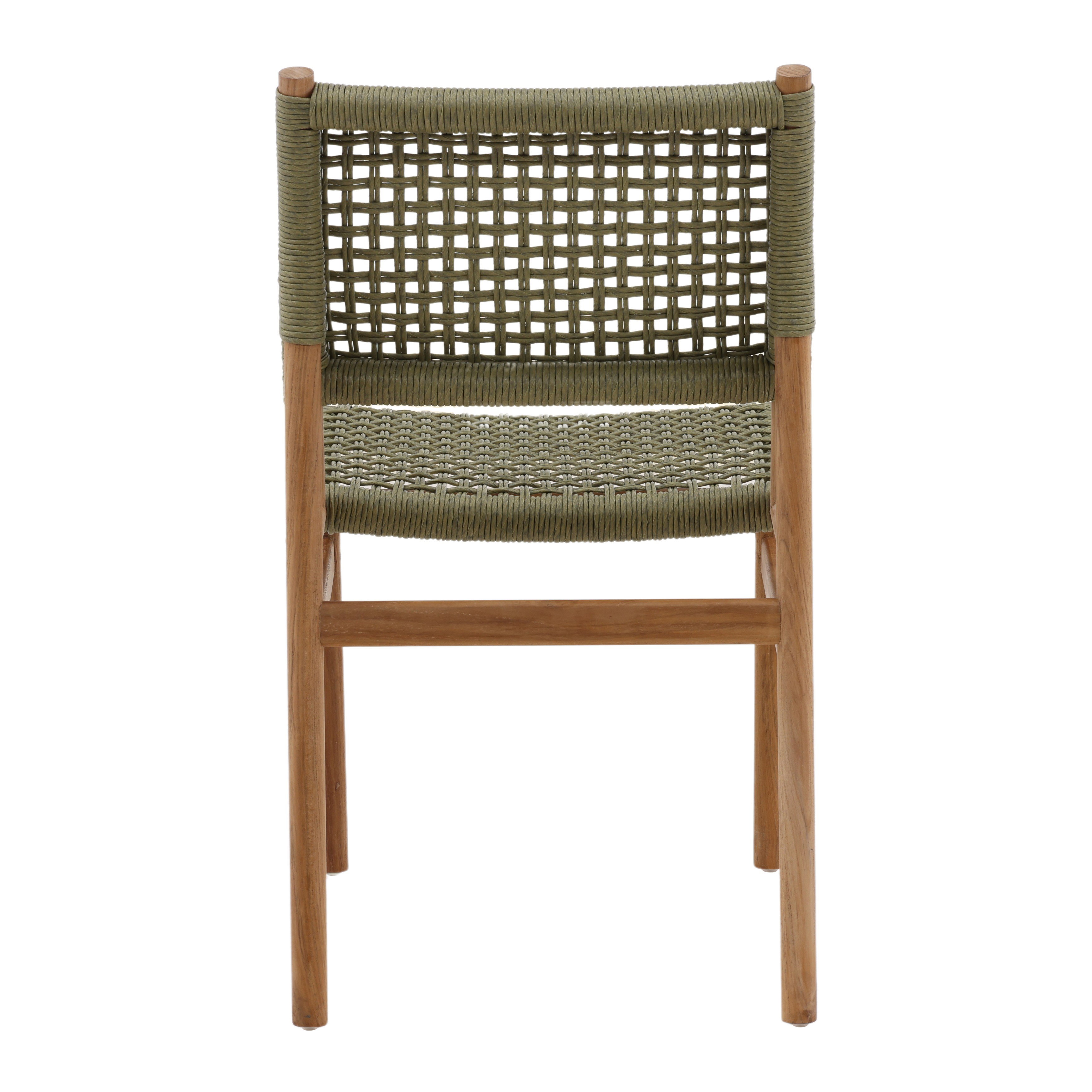 Francisca Outdoor Dining Chair Set of 2 Green, by Dovetail, 18.2" width x 32.87" height x 24.2" depth View 4