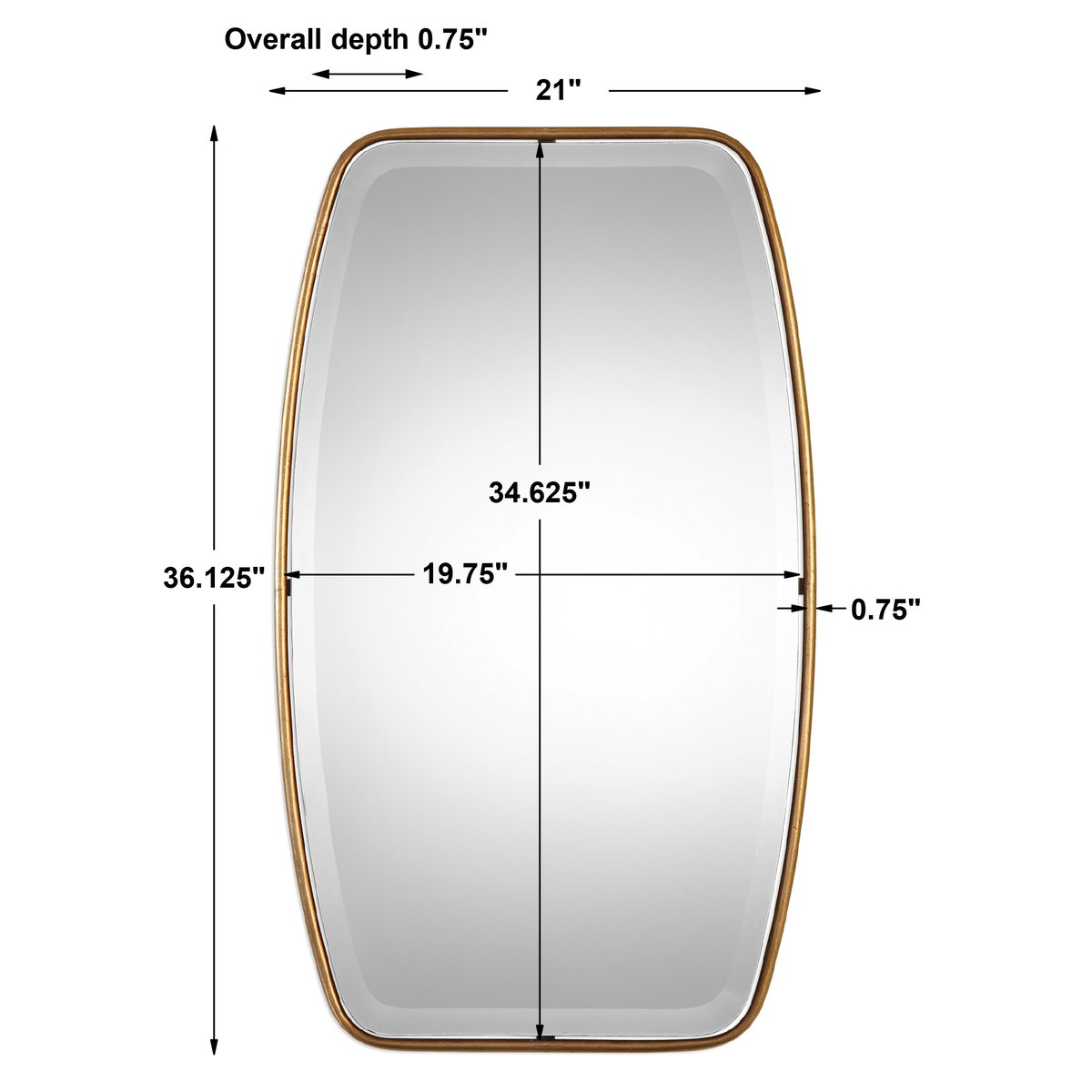 Canillo Antiqued Gold Mirror, by Uttermost, 21" width x 36.12" height x 0.75" depth View 3