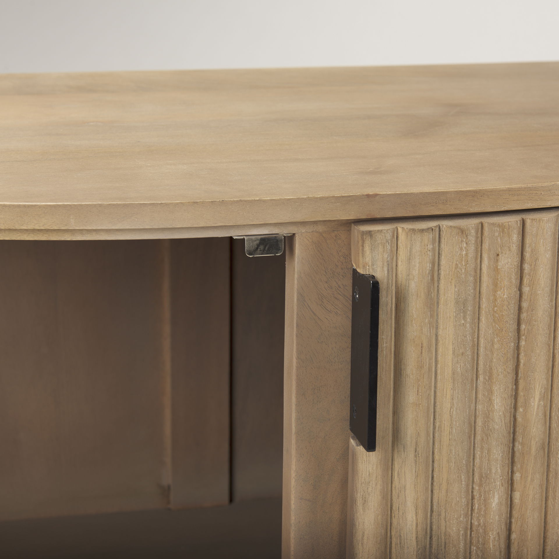 Terra Fluted Light Brown Wood 2-Door Accent Cabinet large image 