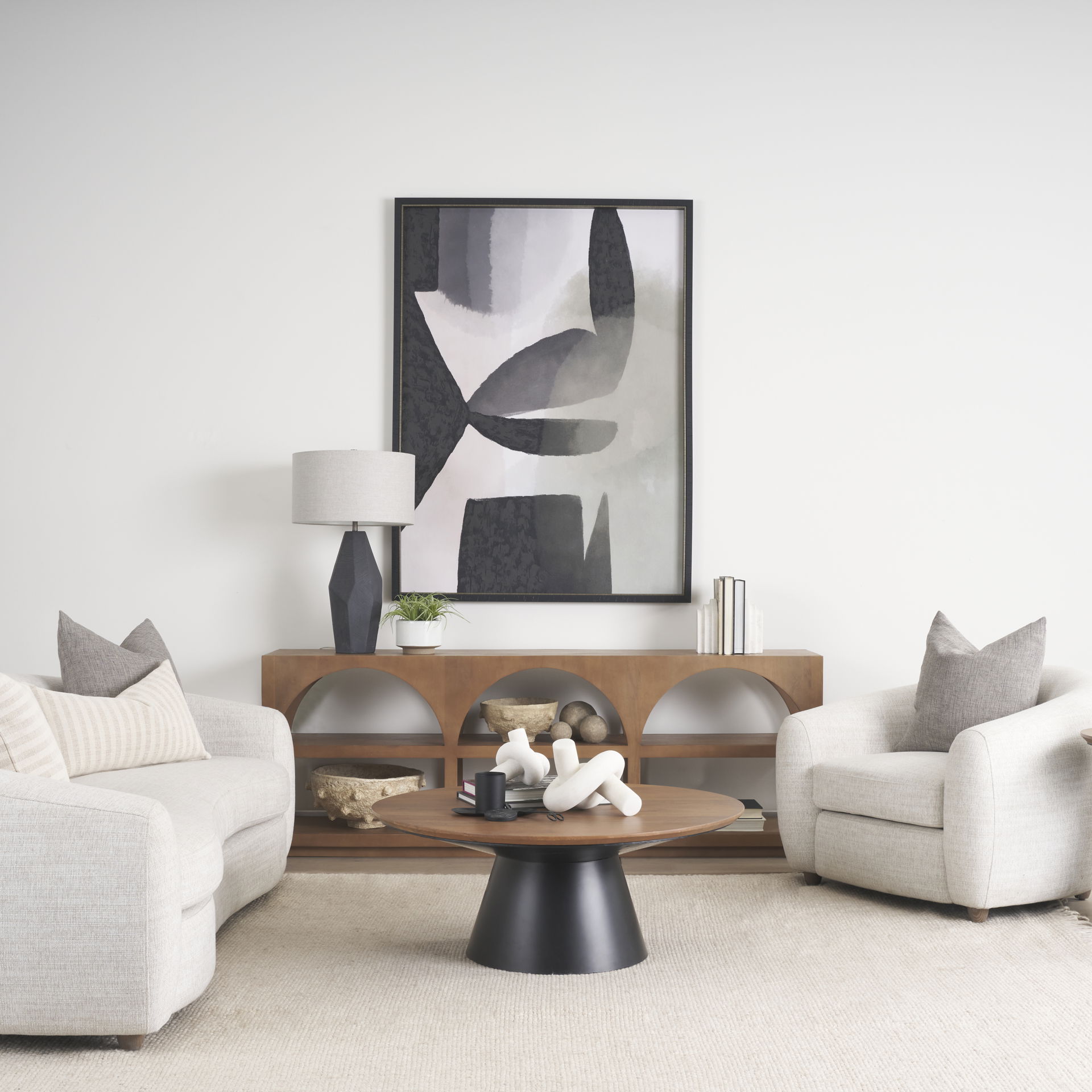 Bela Large Arched Console Table Medium Brown Wood large image 