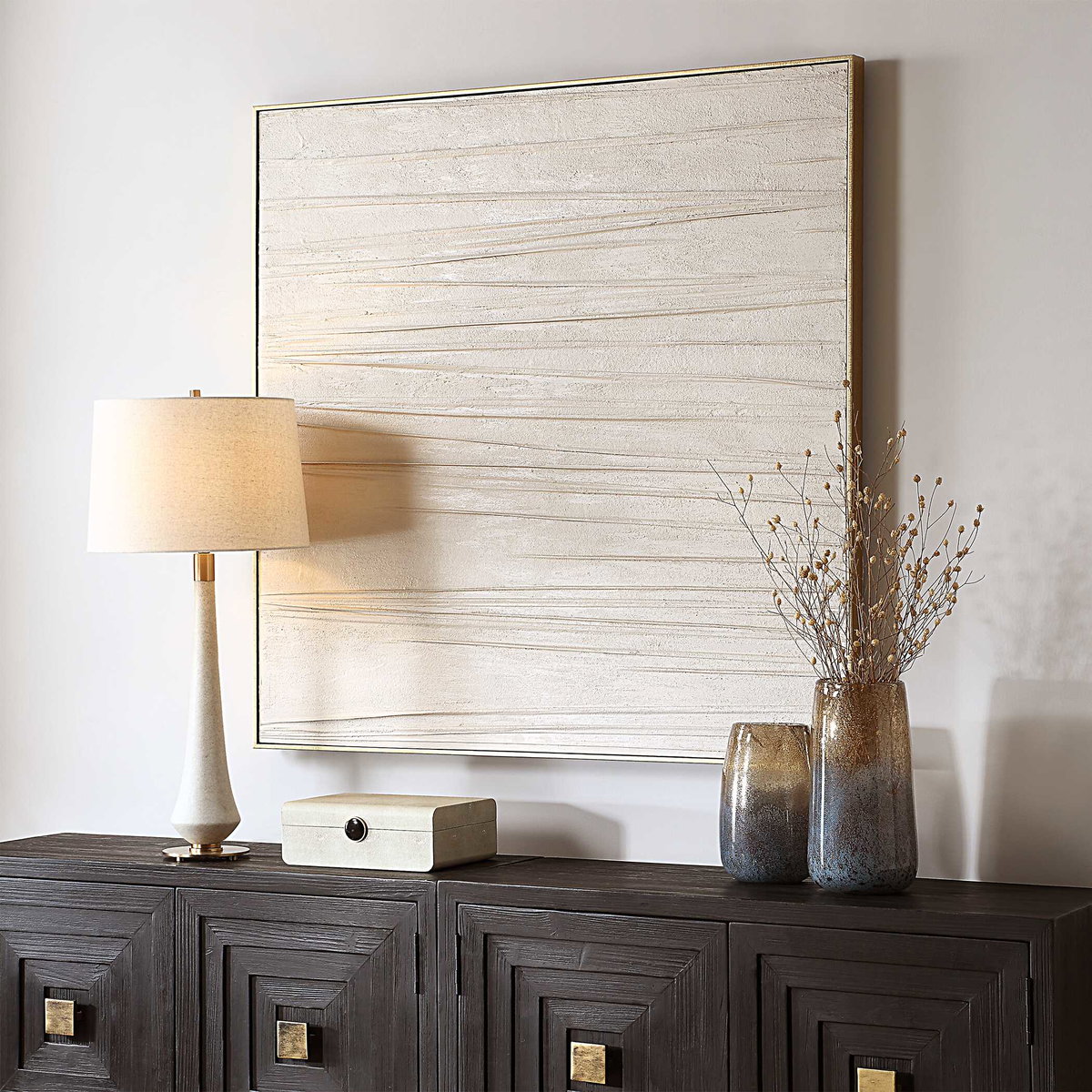 Walking The Line Minimalist Canvas Art, by Uttermost, 49" width x 49" height x 2.5" depth View 4