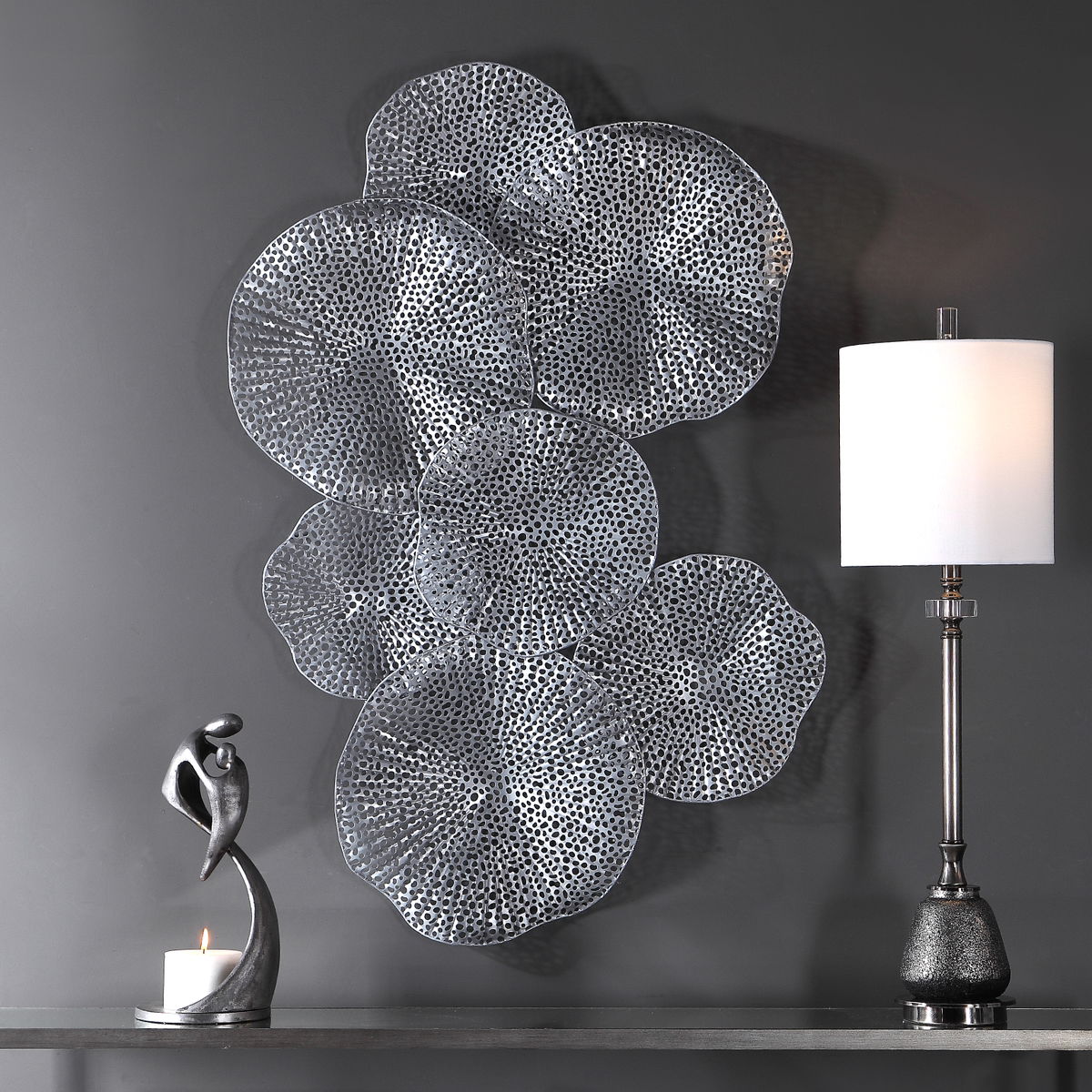 Ripley Pewter Metal Wall Art, by Uttermost, 47" width x 31" height x 3" depth View 5