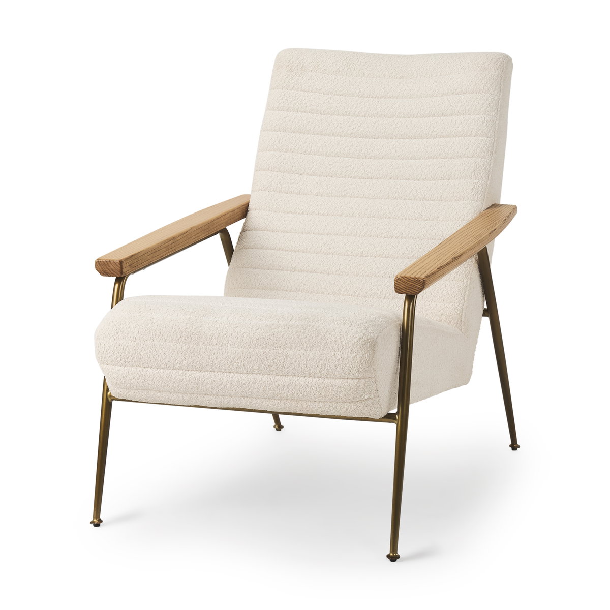 Grosjean Cream Boucle Accent Chair, by Mercana, 27.56" length x 37.01" width x 34.65" height View 1