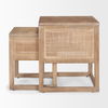 Grier Set of 2 Light Brown Solid Wood with Cane Nesting Accent Tables thumbnail 3