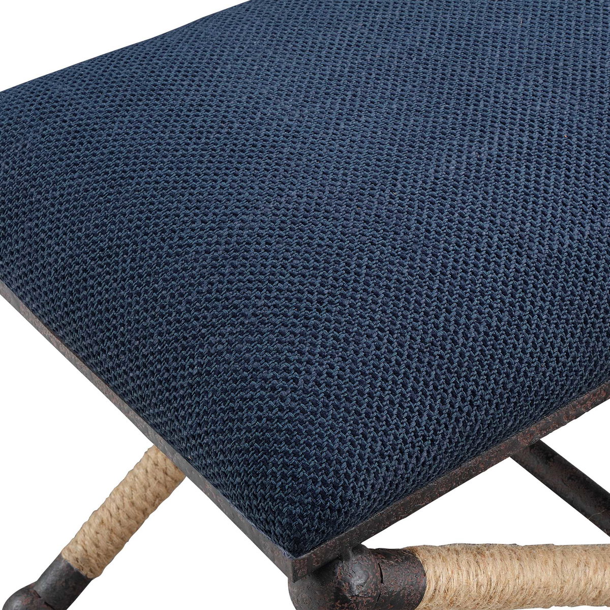 Firth Small Navy Fabric Bench, Furniture by Uttermost, 23.75" width x 20.25" height x 16.75" depth View 6