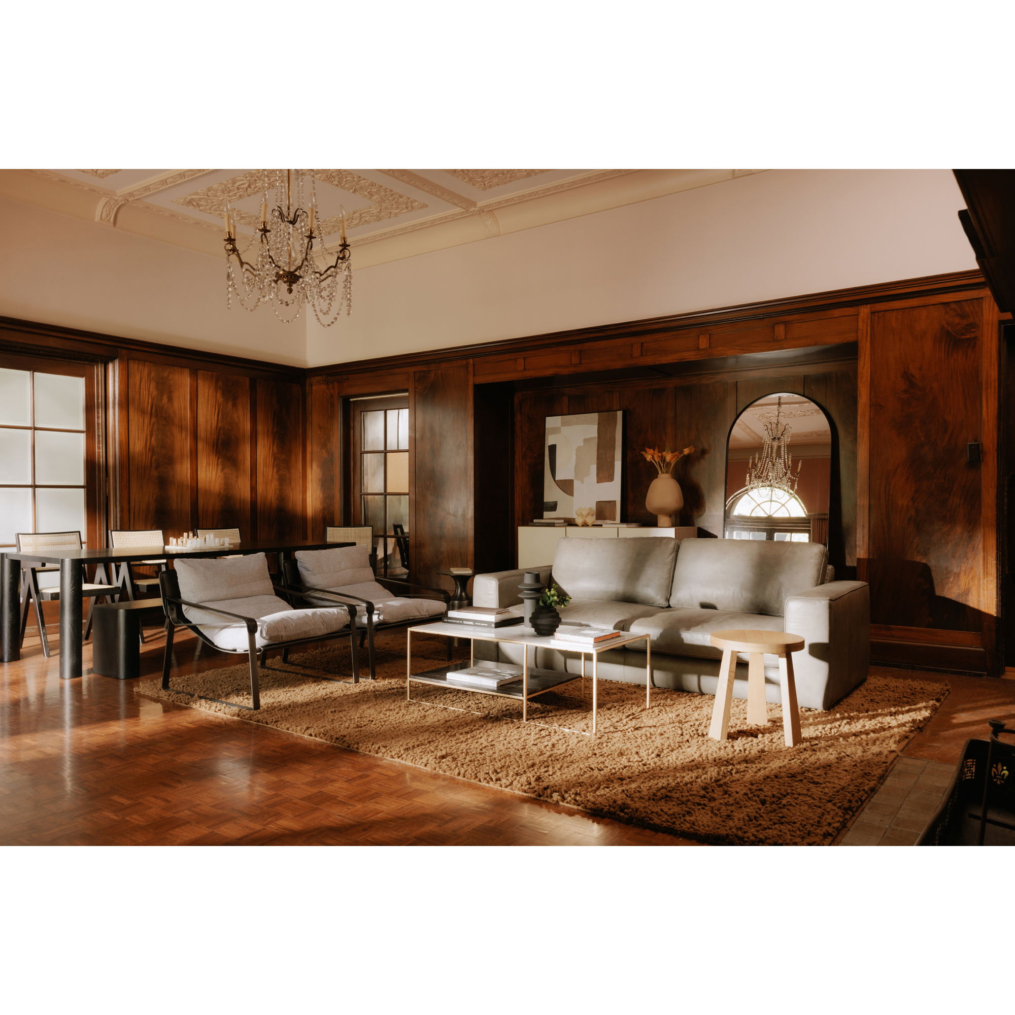 Mies Coffee Table Gold, by Moe's Home, 45" width x 16" height x 22" depth View 4