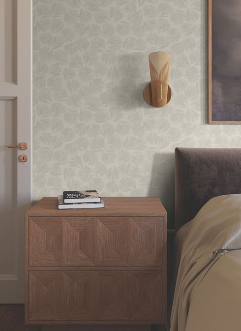 Elora Leaf Taupe Wallpaper