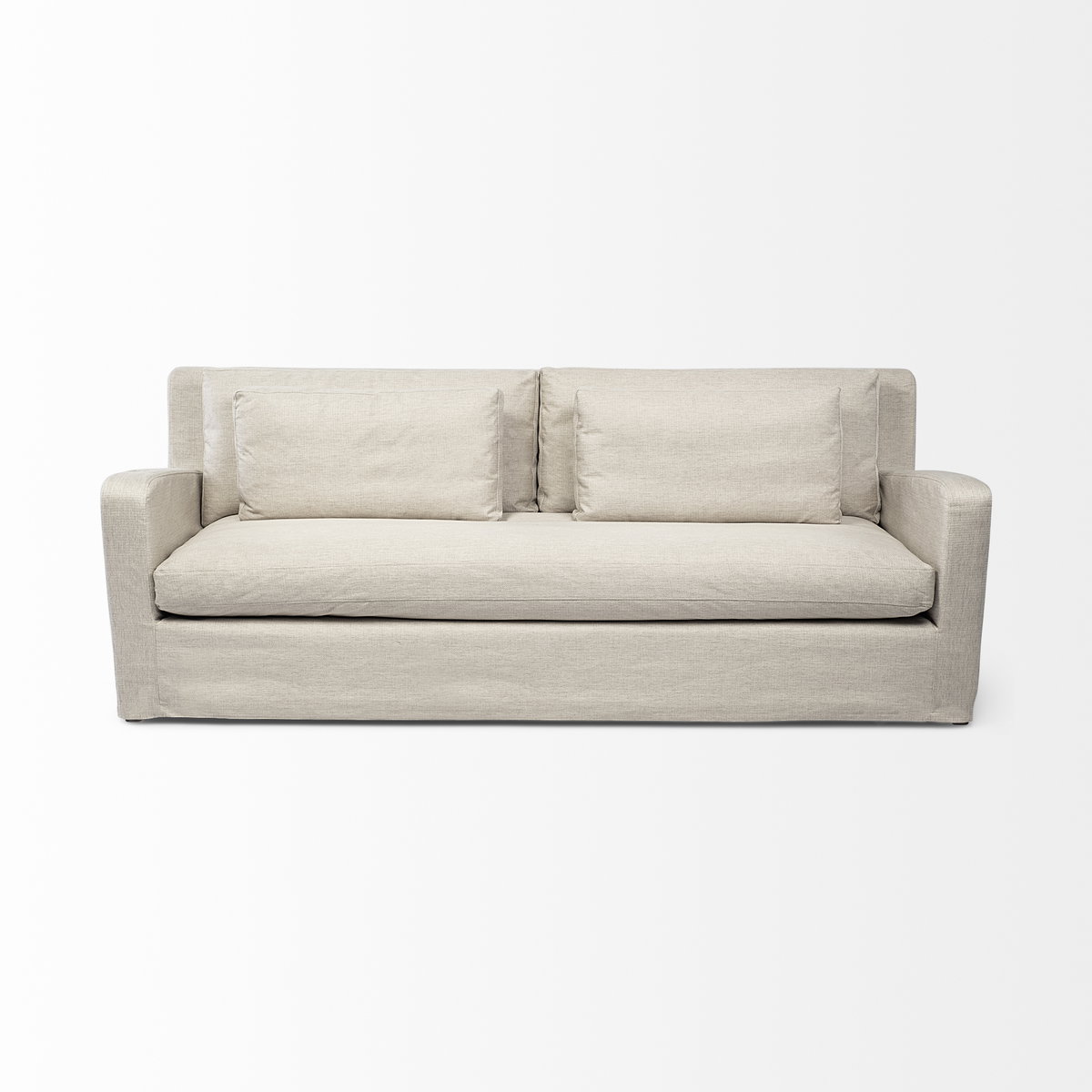 Denly II 92.5W  Beige Slipcover Three Seater Sofa, Sofas & Sectional by Mercana, 92.5" length x 38.25" width x 34.5" height View 7