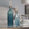Annabella Teal Glass Bottles Set/2, Decorative by Uttermost, 3.87" width x 19" height x 2.75" depth thumbnail 2