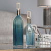 Annabella Teal Glass Bottles Set/2, Vase by Uttermost, 3.87" width x 19" height x 2.75" depth thumbnail 2