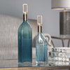 Annabella Teal Glass Bottles Set/2, Vase by Uttermost, 3.87" width x 19" height x 2.75" depth thumbnail 2