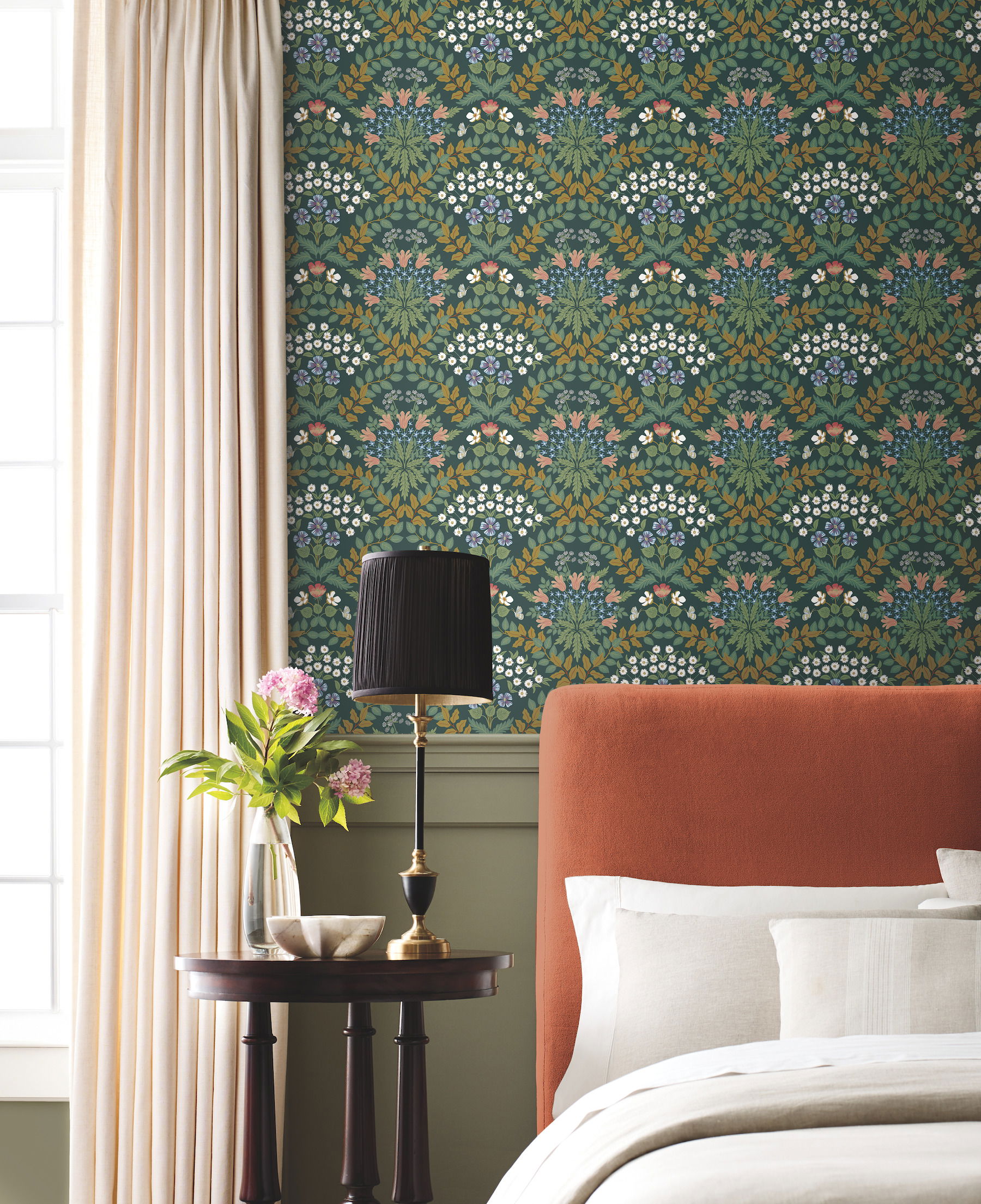 Bramble Green & Gold Wallpaper, by York Wall, 27' length x 2'3" width x 0.02" depth View 2