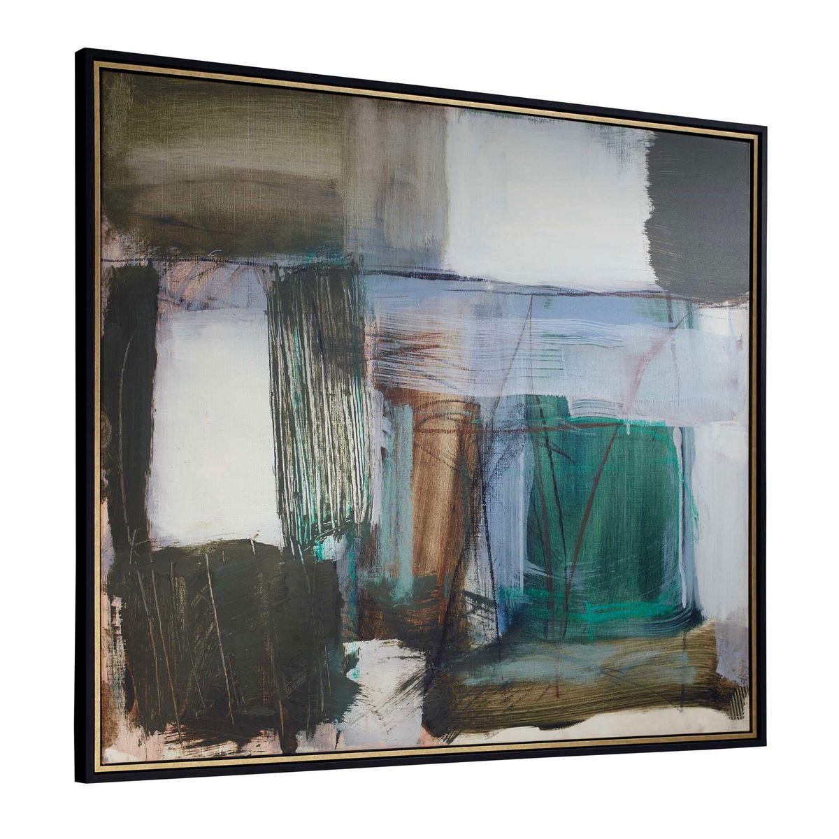 Green Fields Framed Abstract Canvas, Art by Uttermost, 54.7" width x 48.7" height x 2" depth View 5