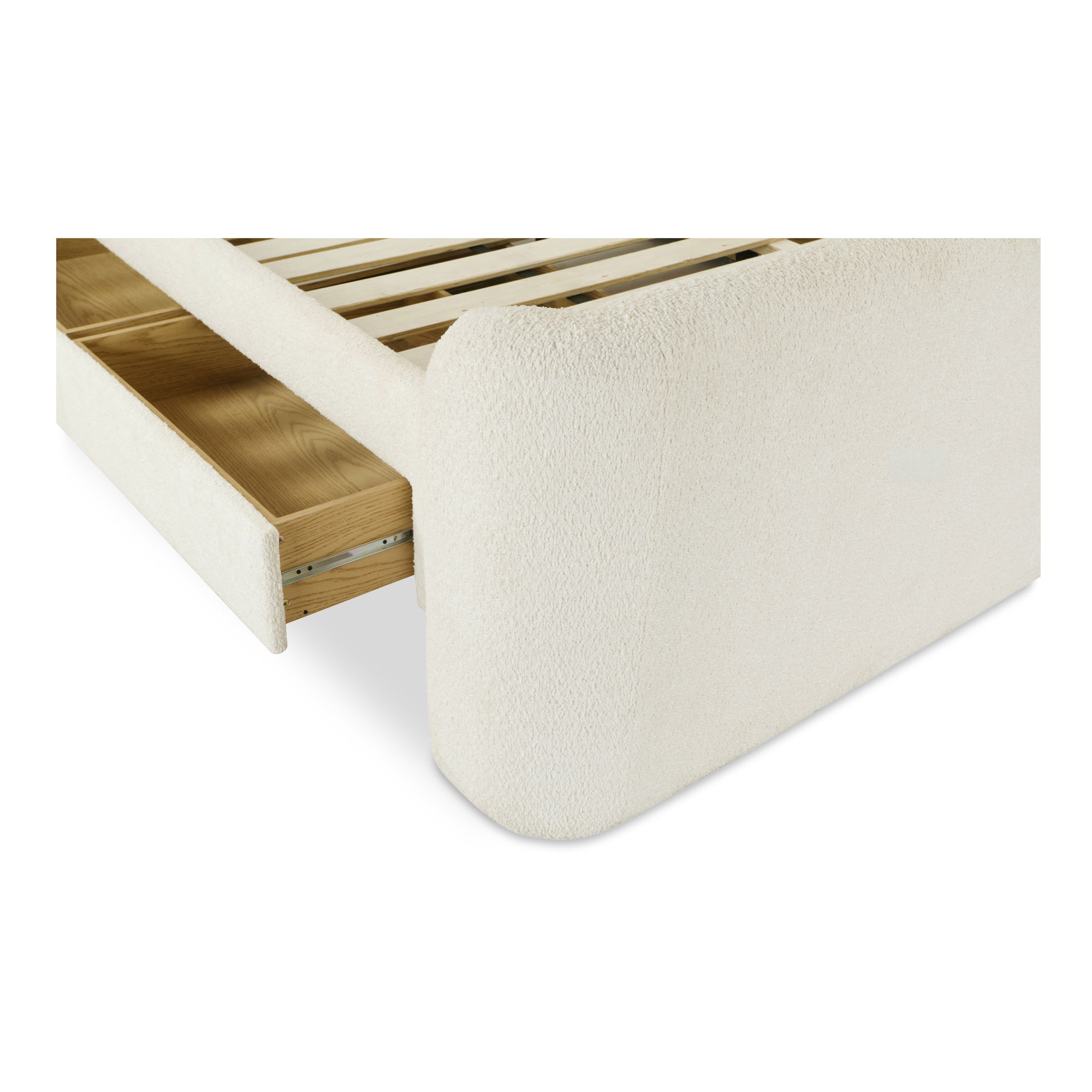 Sophia Queen Storage Bed Cream, by Moe's Home, 76" width x 55" height x 91" depth View 9