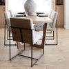 Stamford Beige Upholstered Seat with Wood Back, Black Metal Frame Dining Chair with Arms, by Mercana, 25" length x 20.5" width x 36" height thumbnail 2