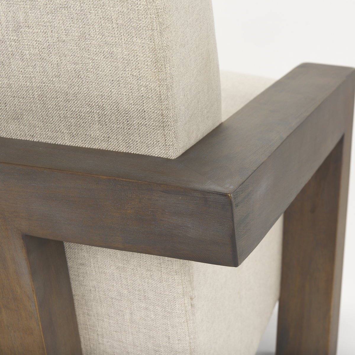 Sovereign Oatmeal Fabric Upholstered with Solid Wood Frame Accent Chair, by Mercana, 28.25" length x 34.75" width x 29.5" height View 8