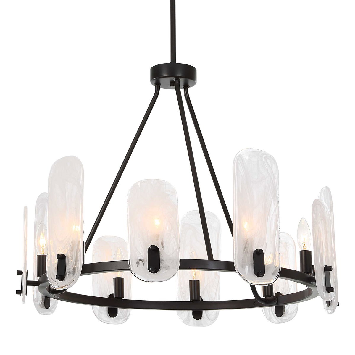 Ellipse 10 Light Dark Bronze Chandelier, by Uttermost, 28" width x 22.5" height x 28" diameter x 28" depth View 8