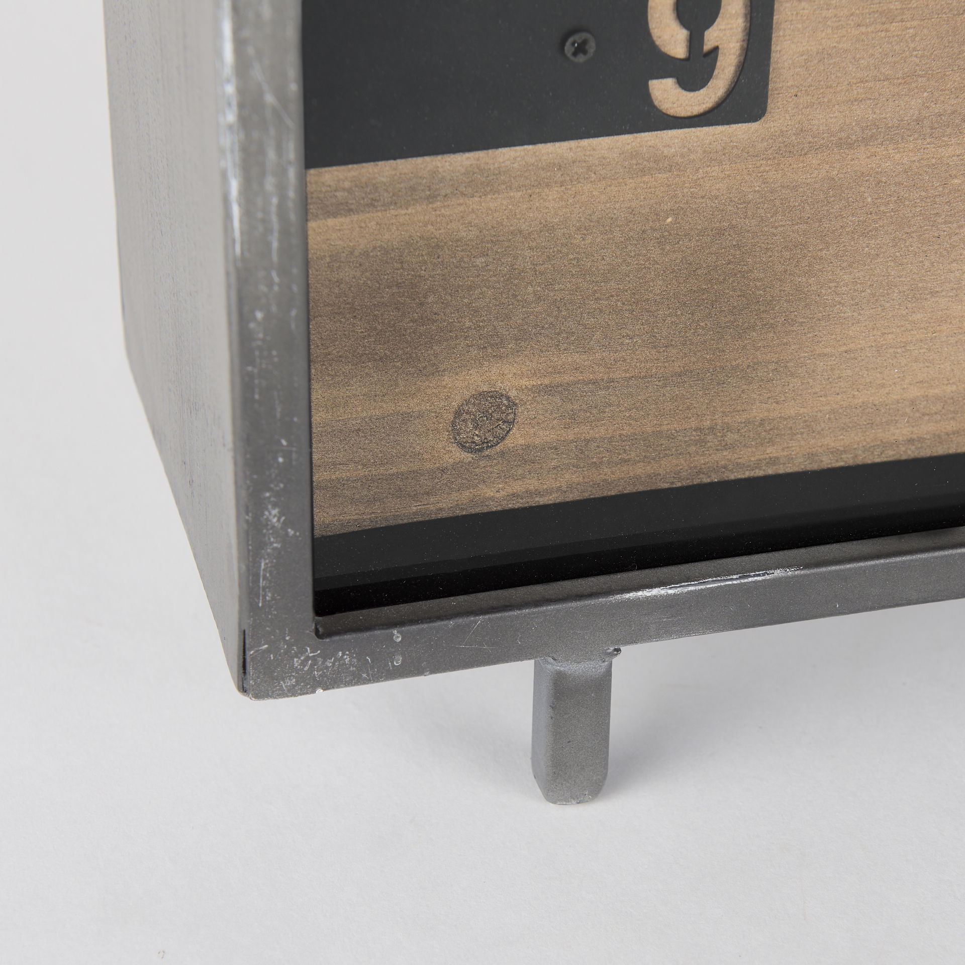 Harvey  Black Metal and Wood Rectangular Table Clock, by Mercana, 12.99" length x 4.53" width x 8.07" height View 12