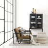 Arelius 36L x 18W x 63H Black-Brown Wood with Black Metal Base Display Cabinet thumbnail 1