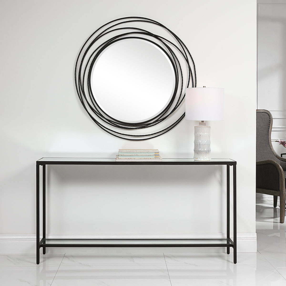 Hayley Black Console Table, by Uttermost, 60" width x 31" height x 10" depth View 5