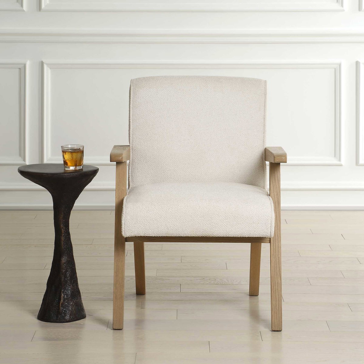 Blakely White Dining Arm Chair, Dining Chair by Uttermost, 25.5" width x 34.5" height x 27" depth View 2