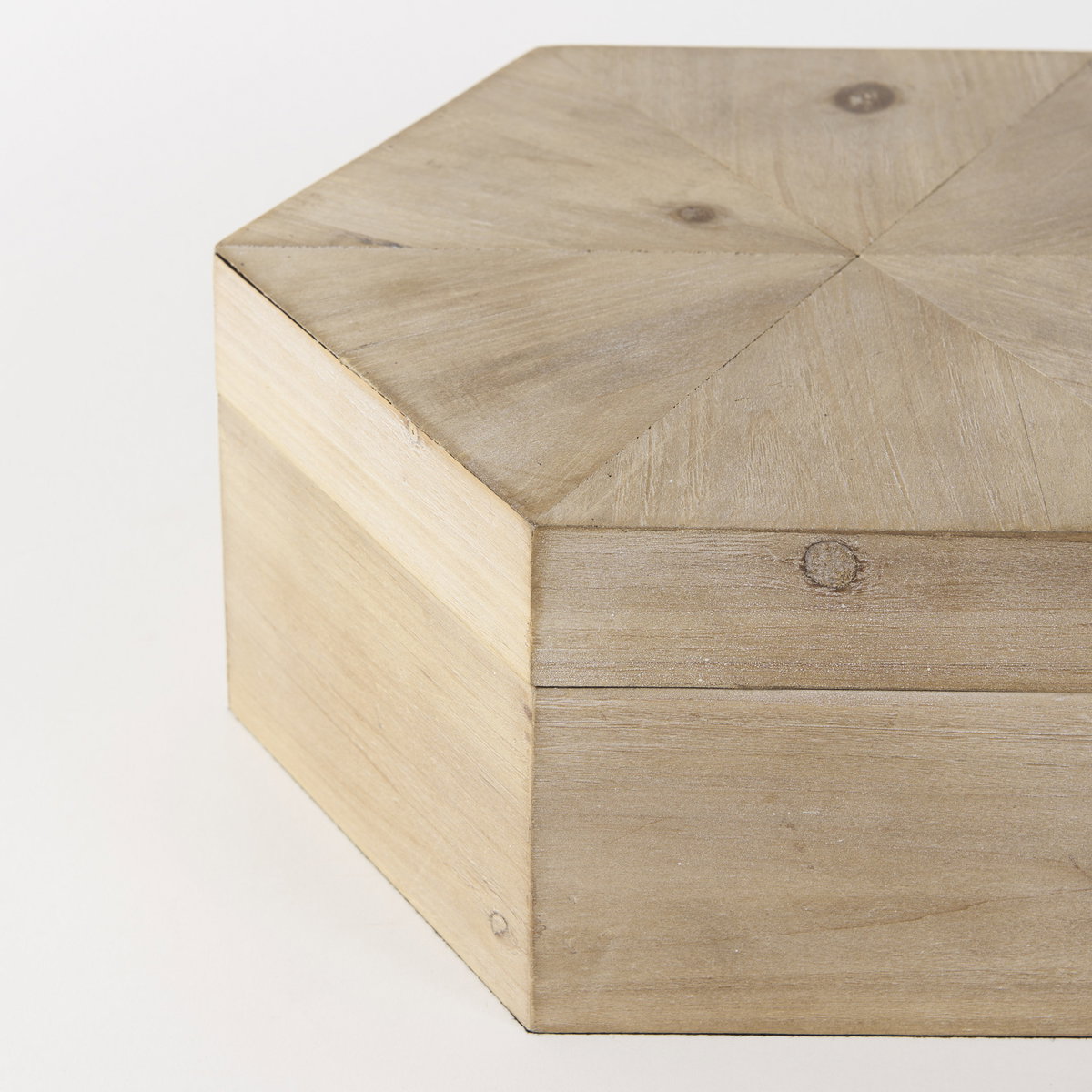 Elyse (Set of 2) 14L x 12W Brown Wooden Hexagonal Boxes, by Mercana, 13.78" length x 11.81" width x 5.91" height View 7