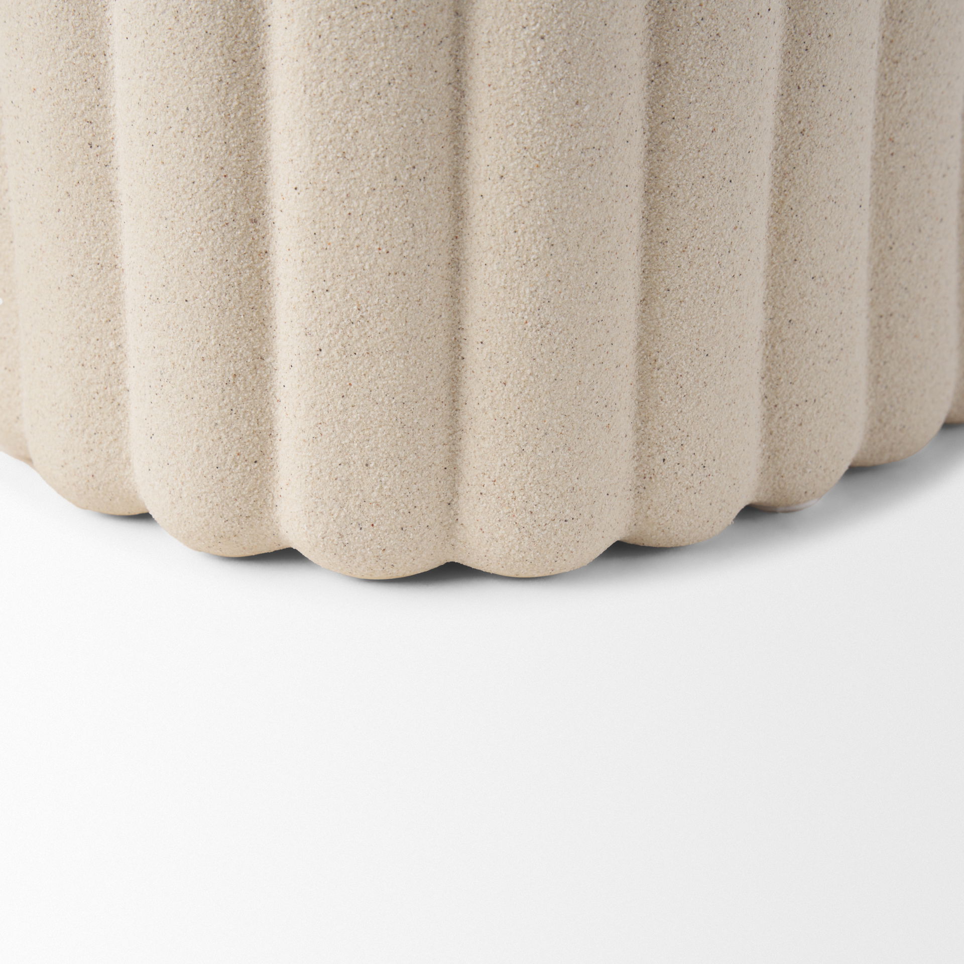 Mira Wide Textured Blush Beige Fluted Ceramic Vase large image 