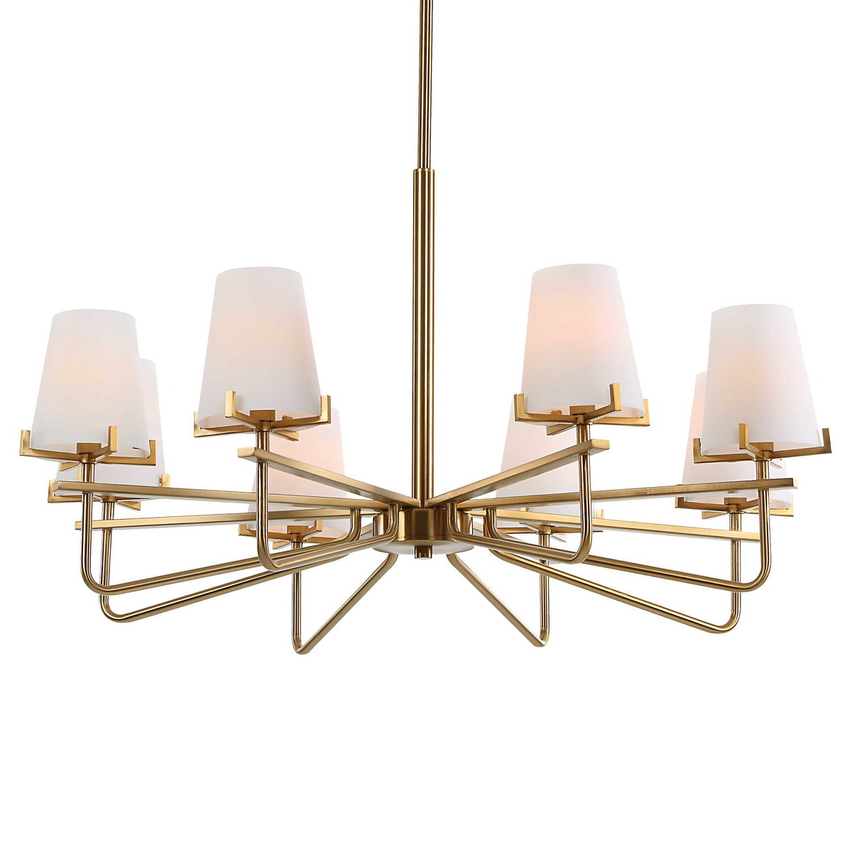 Lassen 8 Light Brass Chandelier, by Uttermost, 36" width x 20.25" height x 36" diameter x 36" depth View 6