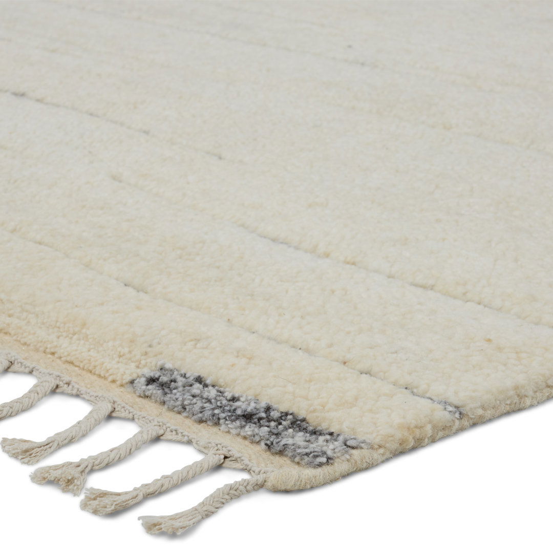 Keoka Striped Hand-Knotted Wool Area Rug in Cream/Gray large image 