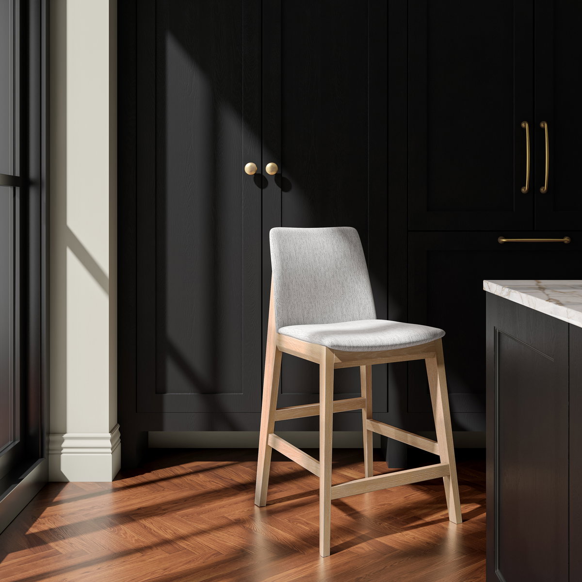 Deco Oak Counter Stool Light Grey, Counter & Bar Stool by Moe's Home, 21.7" width x 38.9" height x 20.8" depth View 6