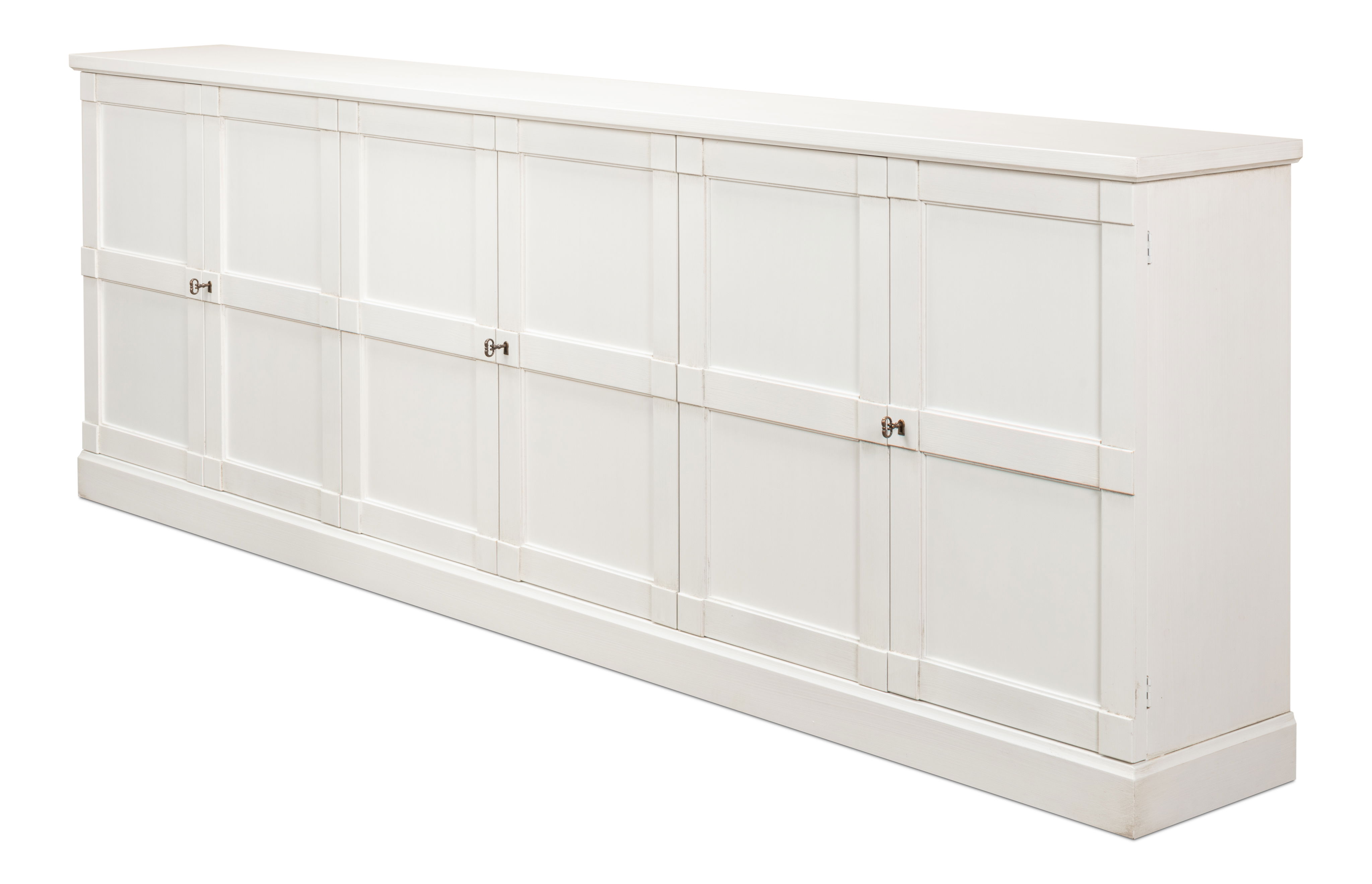 Luciana 6 Wood Dr Buffet,112',Cortina Wh, Cabinets & Sideboard by Sarreid, 112" length x 15" width x 38" height View 7