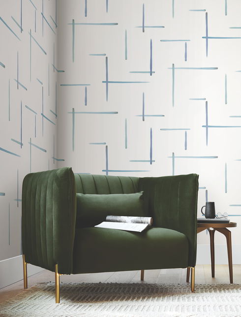 Gilded Sumi-E Blue & Glint Wallpaper