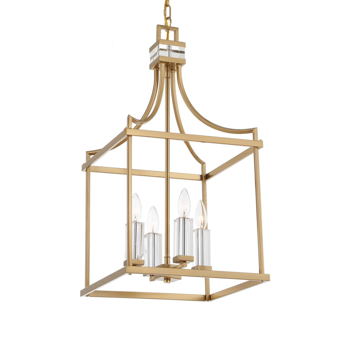 Montreal 4 Light Brass Lantern Pendant, by Uttermost, 13.87" width x 27.75" height x 13.87" depth View 1
