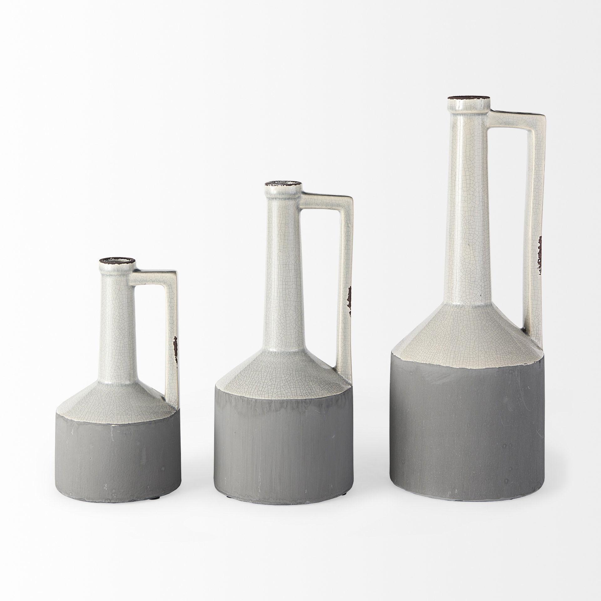 Burton 10.2H Small Two Tone Gray Ceramic Jug Vase, Decorative Jar by Mercana, 5.12" length x 5.12" width x 9.45" height View 8