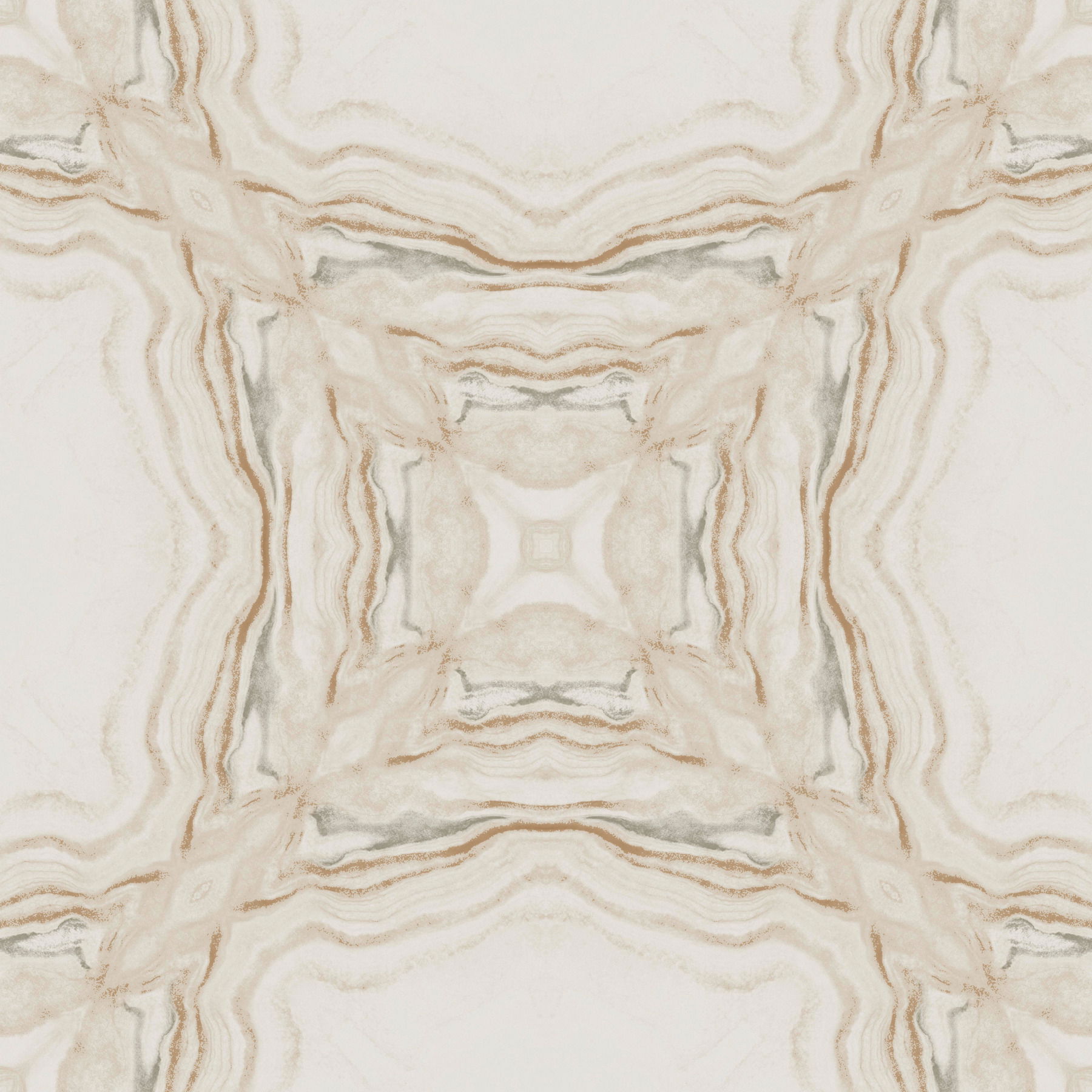 Stone Kaleidoscope Cream & Charcoal Metallic Wallpaper large image 