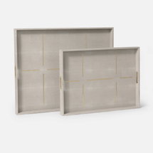 Online Designer Combined Living/Dining DAINA, Tray, XL Rect, S/2, Sand, Realistic Faux Shagreen.