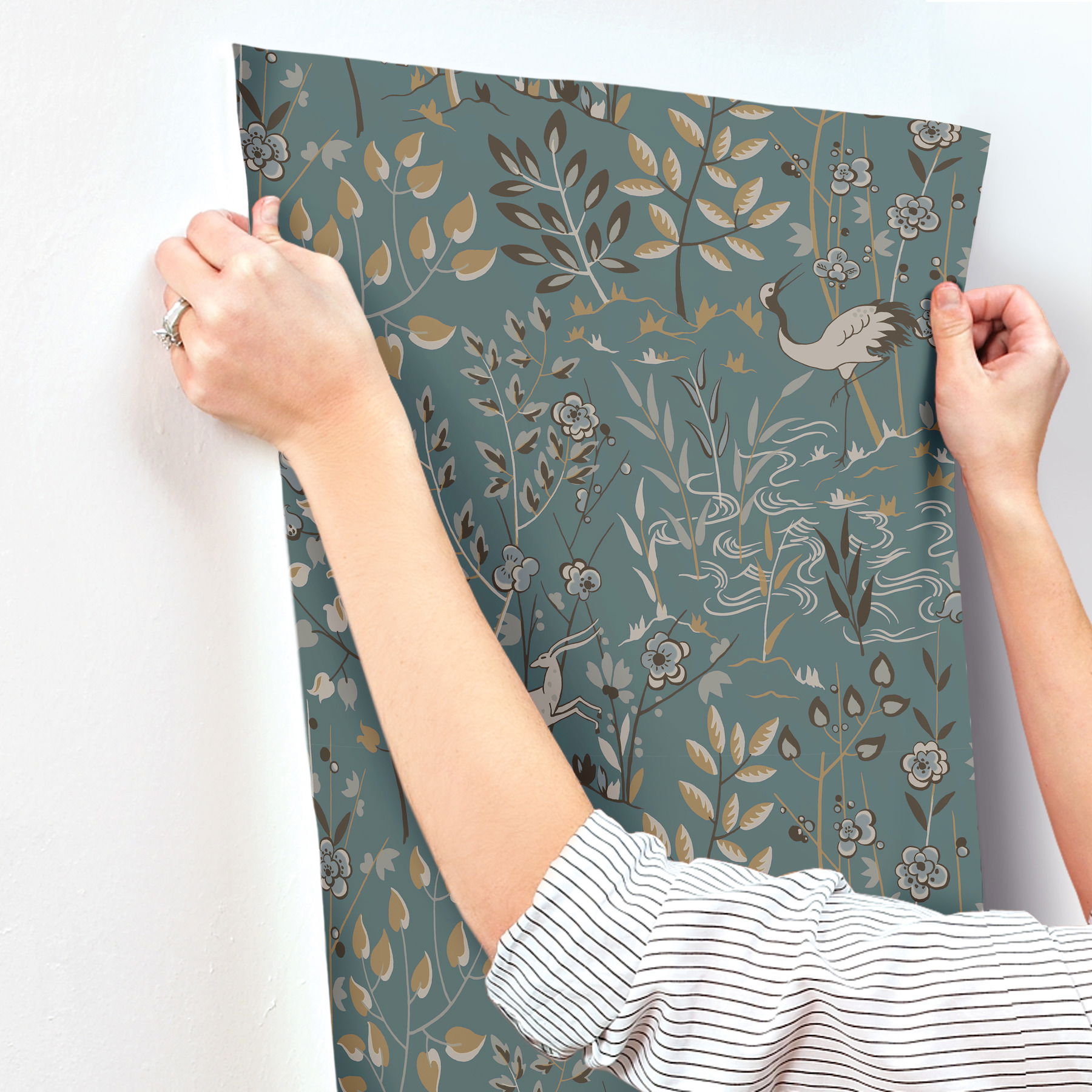 Aspen Teal & Brown Wallpaper, by York Wall, 27' length x 2'3" width x 0.02" depth View 7