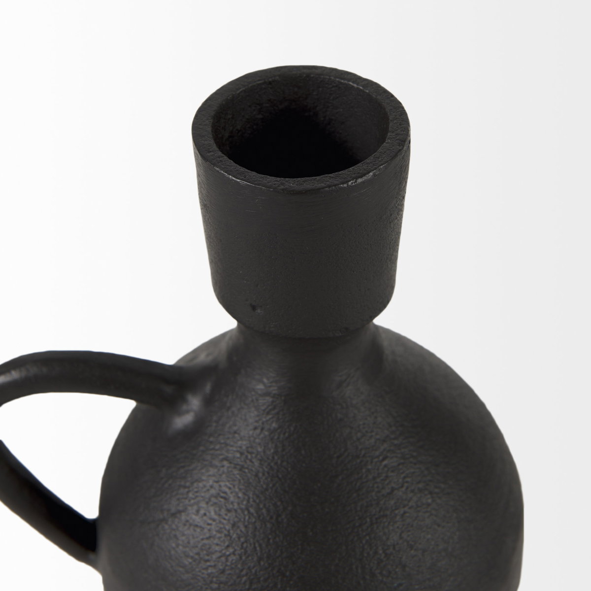 Cyrus Black Spherical Vase with Flute Decorative Object, by Mercana, 5.12" length x 3.94" width x 7.48" height View 10