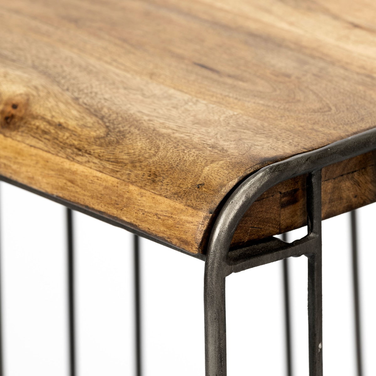Seagram Backless 25.6in Seat Counter Stool | Brown Wood with Black Metal, Counter & Bar Stool by Mercana, 20" length x 18" width x 25.6" height View 7