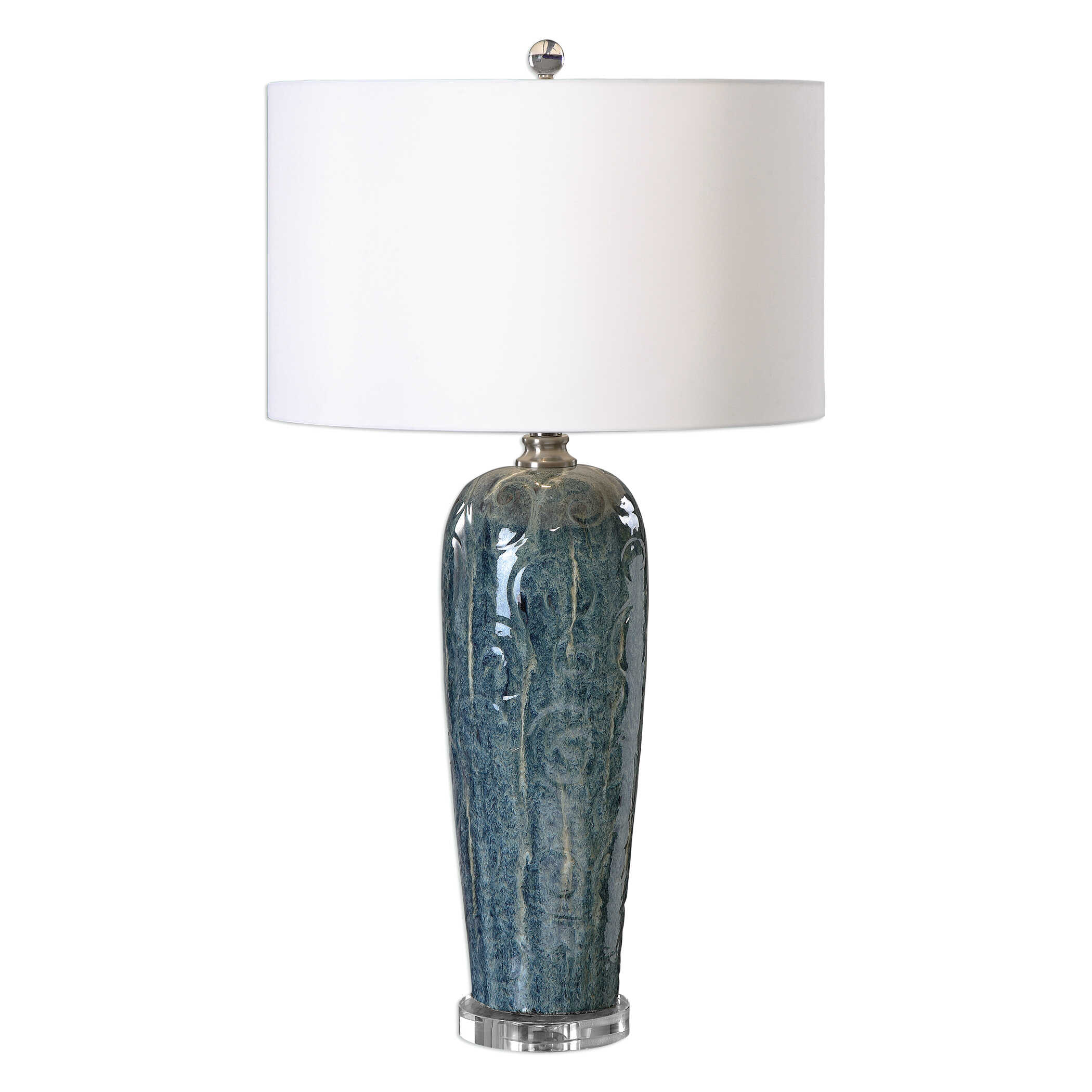 Maira Blue Ceramic Table Lamp large image 