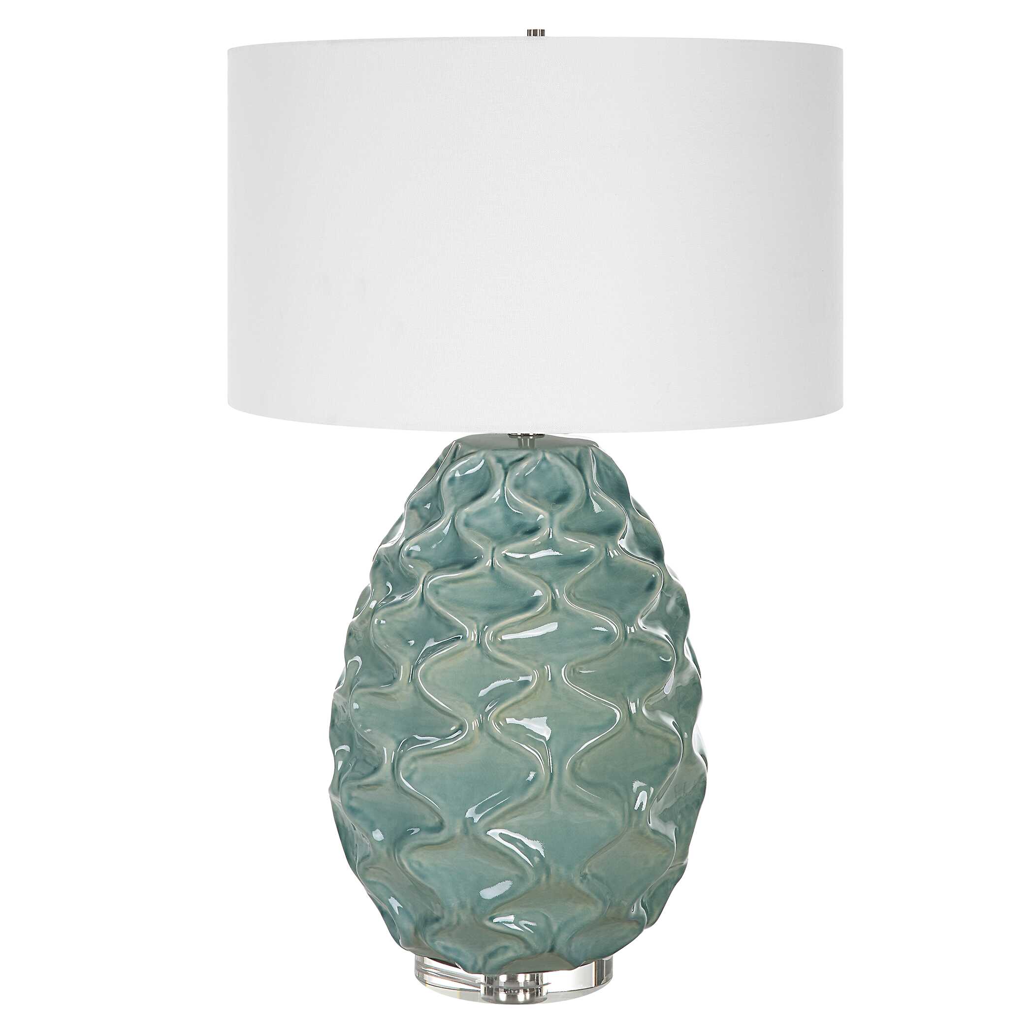 Laced Up Sea Foam Glass Table Lamp, by Uttermost, 20" width x 32.25" height x 20" depth View 1