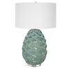 Laced Up Sea Foam Glass Table Lamp, by Uttermost, 20" width x 32.25" height x 20" depth thumbnail 1