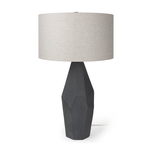 Piven Black with Gray Wash Textured Ceramic Table Lamp