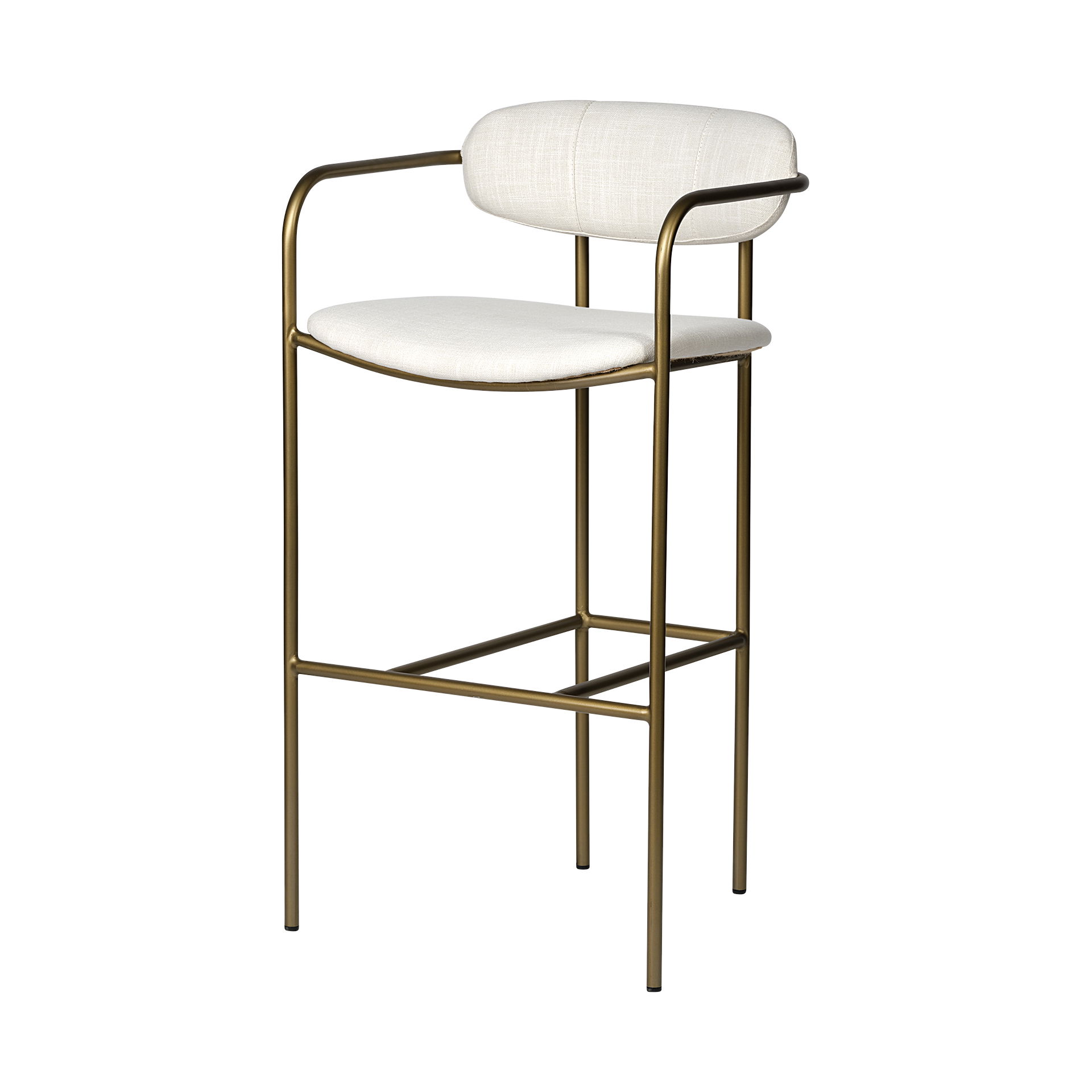Parker 30' Seat Height Cream Fabric Seat Gold Metal Bar Stool large image 