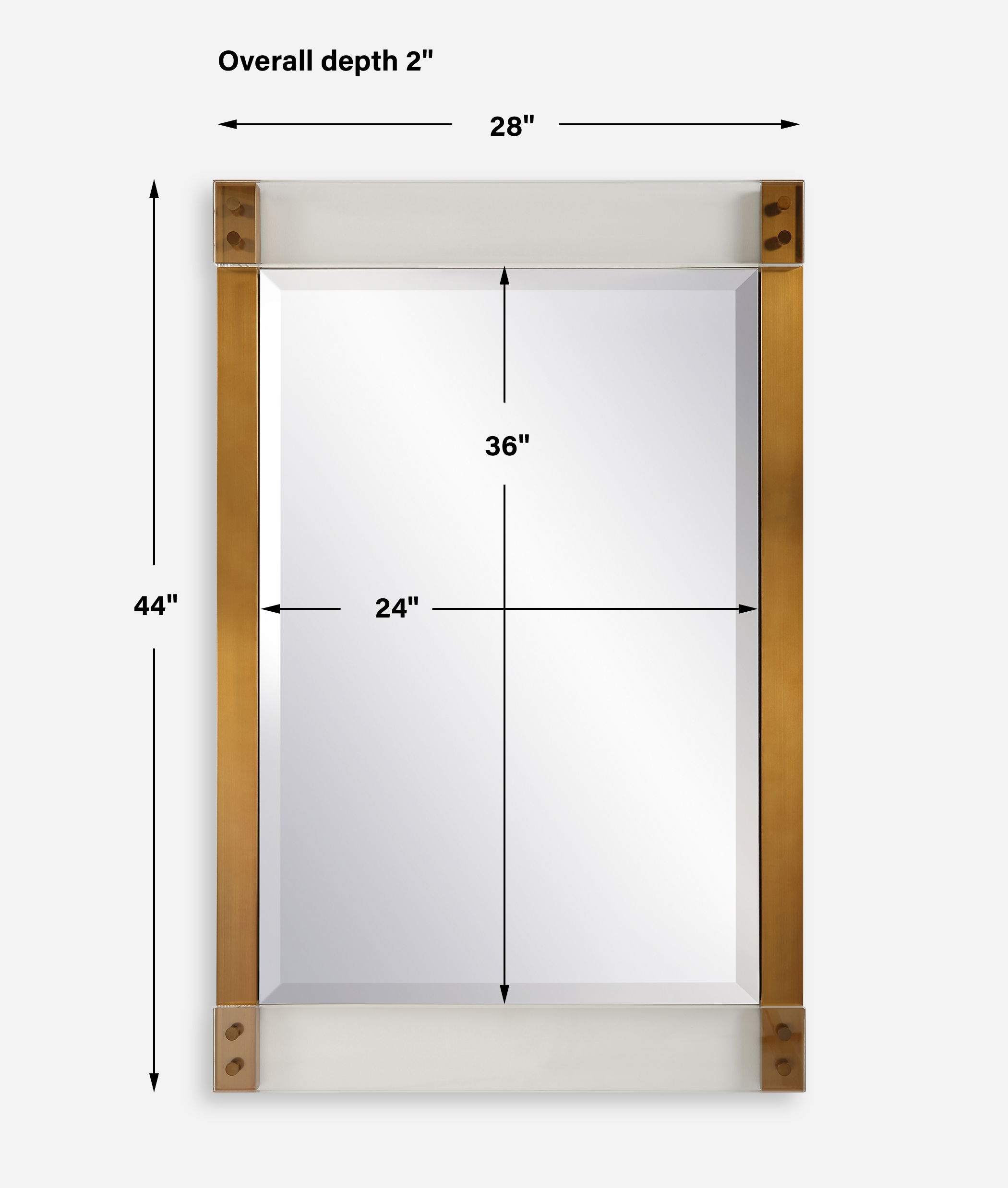 Nera Plated Brass Mirror, by Uttermost, 28" width x 44" height x 2" depth View 3