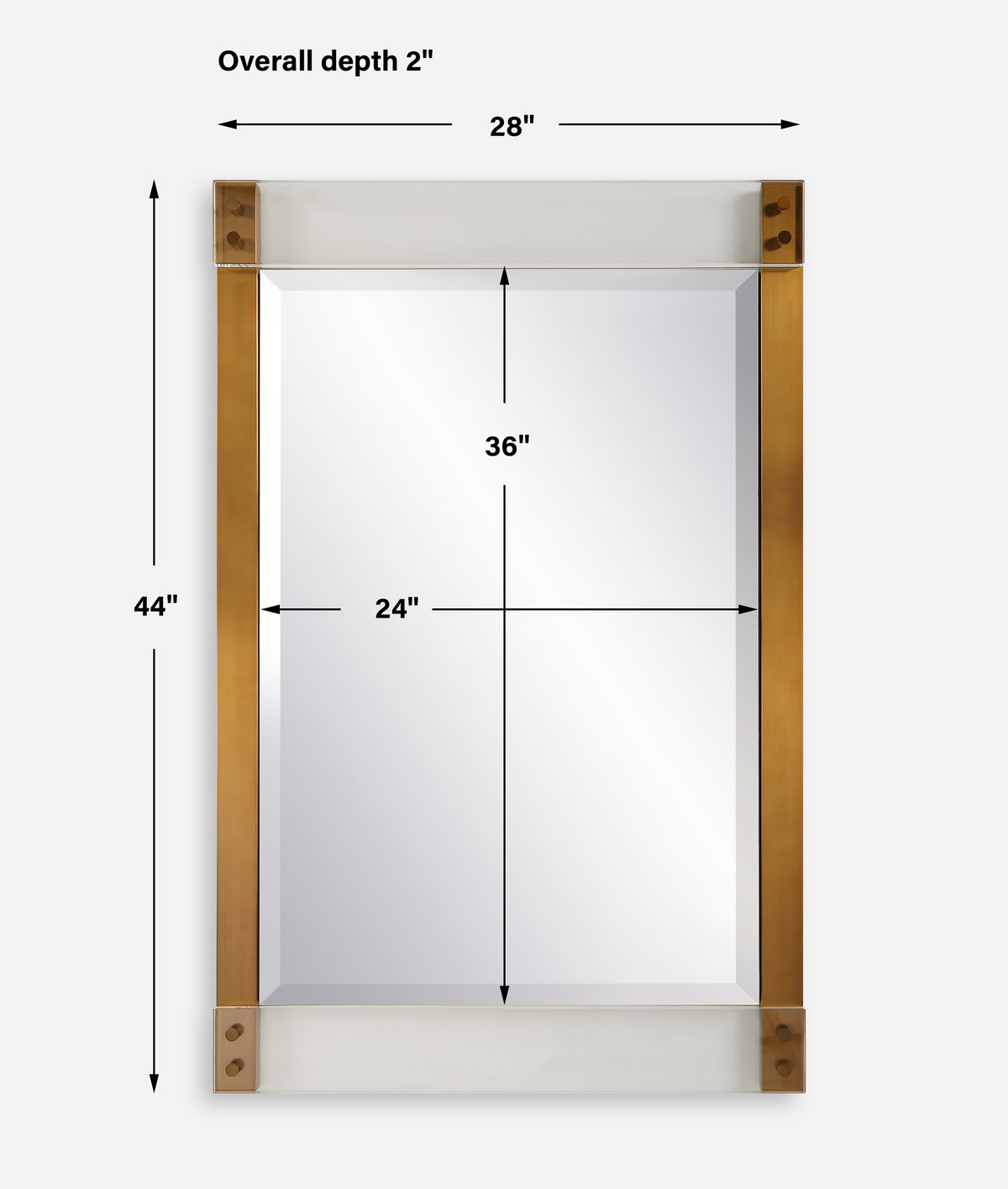 Nera Plated Brass Mirror, by Uttermost, 28" width x 44" height x 2" depth View 3
