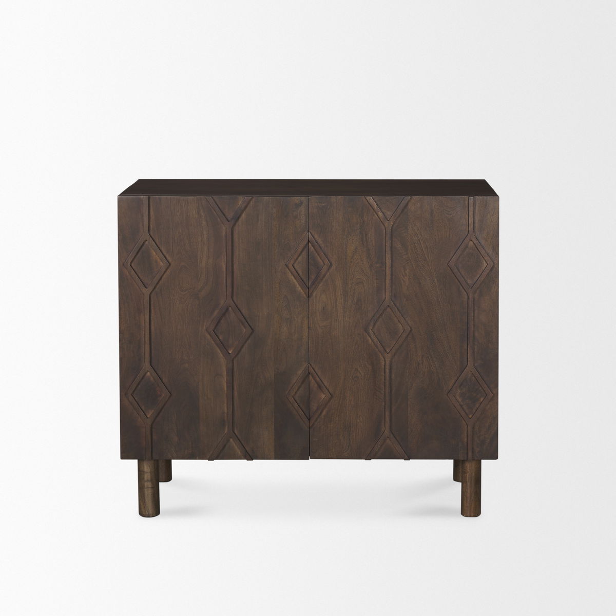 Heera Dark Brown Diamond Motif with Shelf Accent Cabinet, Cabinets & Chest by Mercana, 36" length x 16.25" width x 32" height View 4