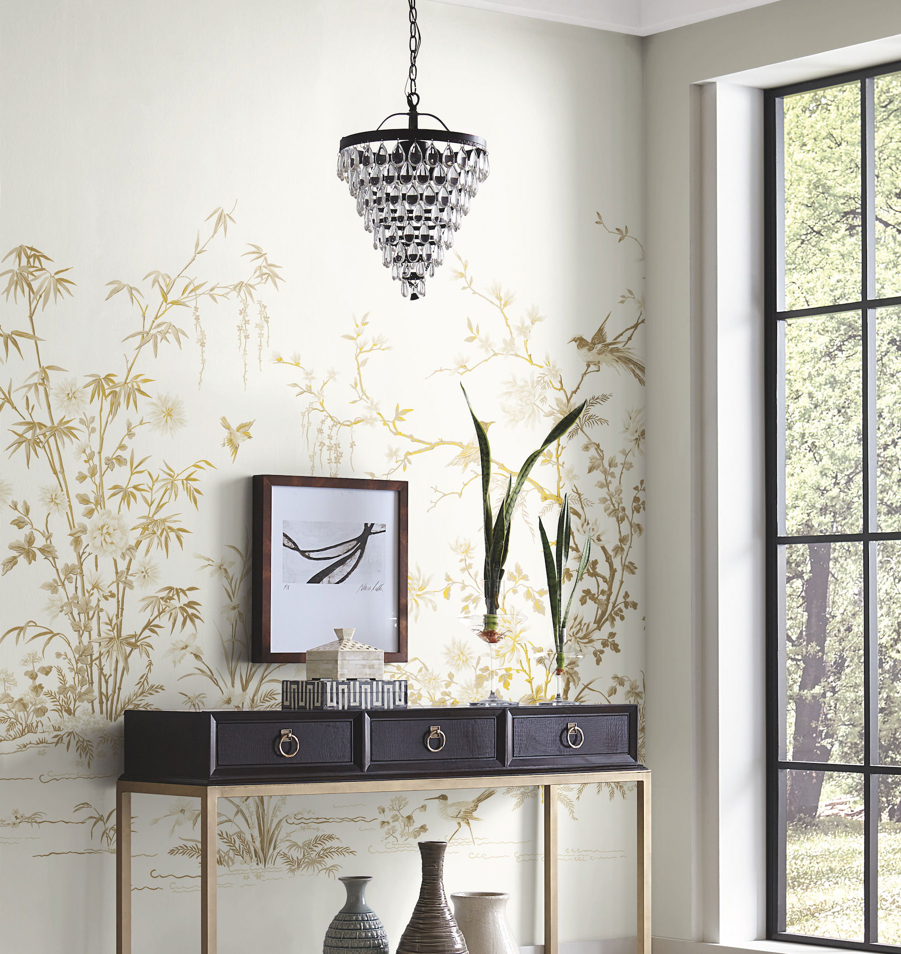 Flowering Vine Chino White Wall Mural, Wallpaper by York Wall, 10'2.4" length x 2'1.25" width x 0.02" depth View 3